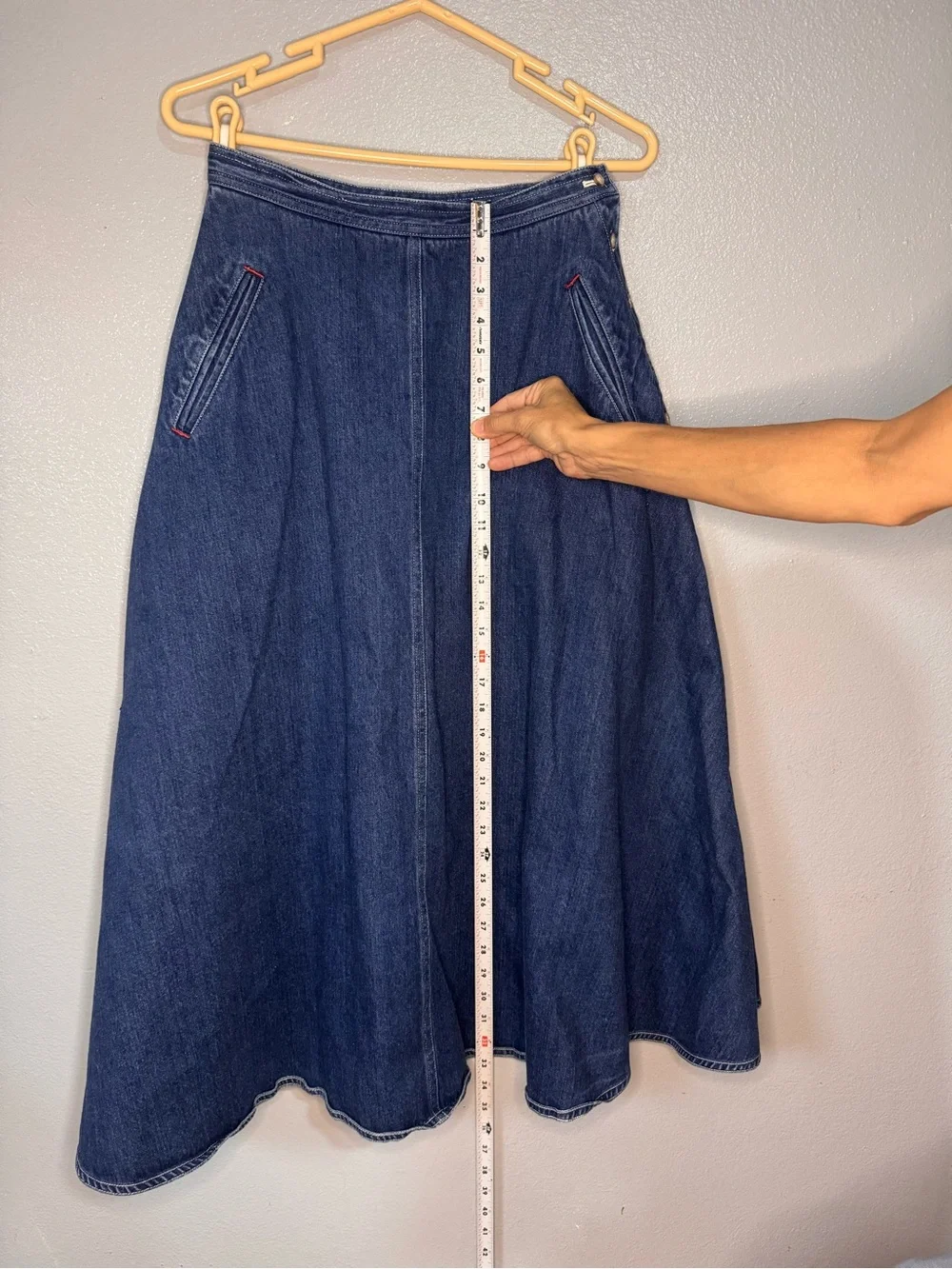 JGHOOk Vintage Dark Blue Denim Maxi Skirt